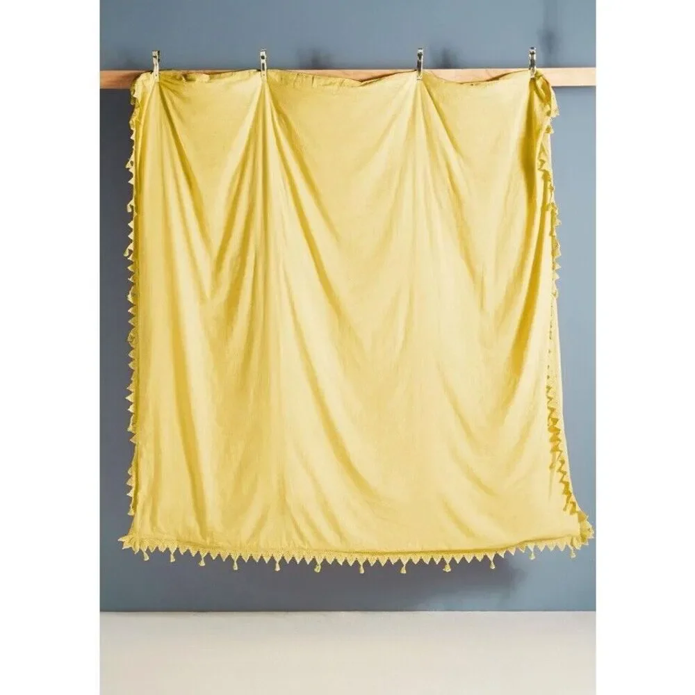 New Anthropologie Scalloped Crochet Cotton-Linen Duvet Twin